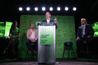 Major League Soccer Commissioner Don Garber, center, announces that Austin FC will host the 2025 MLS All-Star soccer game, Wednesday, May 15, 2024, in Austin, Texas. (AP Photo/Eric Gay)