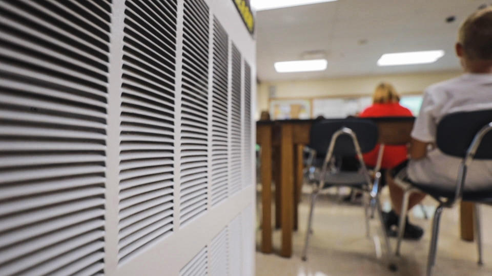 A vent system in a classroom at Gallia Academy High School in Gallipolis, Ohio. (NBC News)