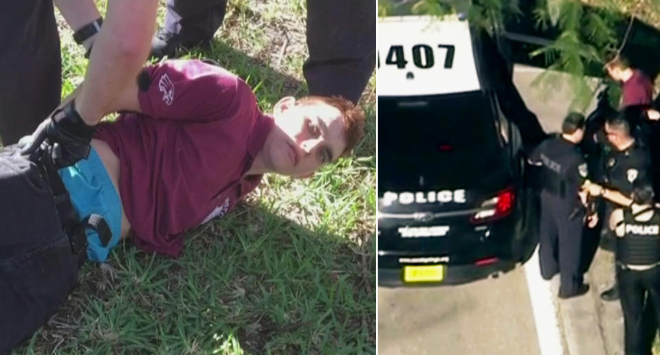 Cameras capture the moment teen suspect Nikolas Cruz, 19, is arrested after the deadly shooting in Florida.