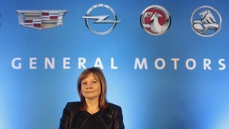 General Motors Co. CEO Mary Barra speaks to the media during the GM Global Business Conference at the GM Milford Proving Grounds in Milford, Michigan, October 1, 2015. REUTERS/Rebecca Cook