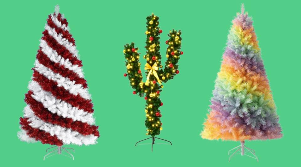 From candy canes to rainbows, these are 10 unique artificial Christmas trees you can shop right now.