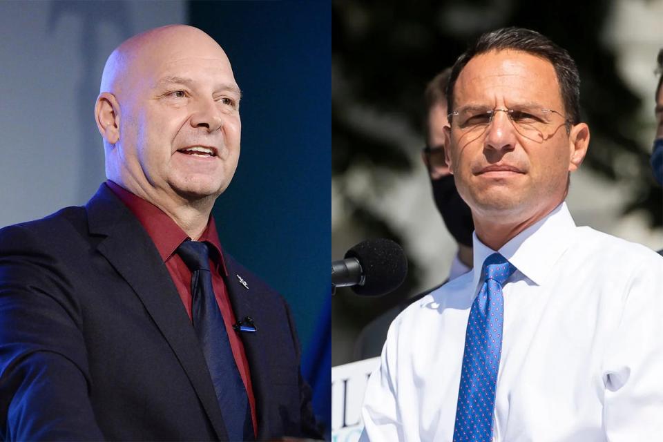 Republican Doug Mastriano (left) and Democrat Josh Shapiro are running against each other to become the 48th governor of Pennsylvania.