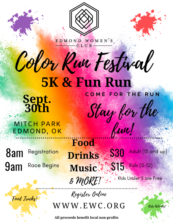 Edmond Women's Club Color Run Festival flyer. Image courtesy Edmond Women's Club.