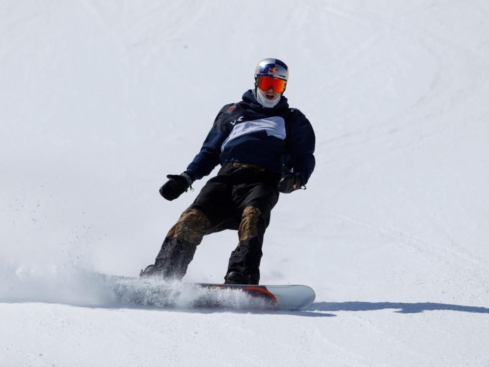 Canadian Sébastien Toutant, seen competing at Buttermilk Ski Resort in Aspen, Colo., in March, claimed gold at the men's snowboard slopestyle World Cup in Calgary on Saturday. (Ezra Shaw/Getty Images - image credit)