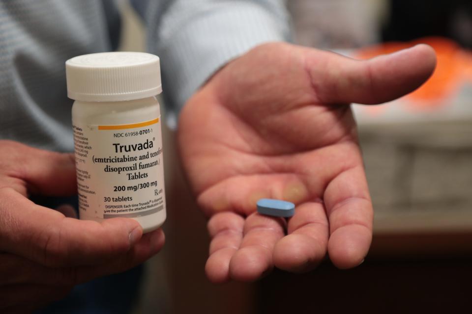 Truvada, one of the common drugs used to prevent HIV infection, is pictured in Palm Springs, California, Thursday, February 21, 2019.