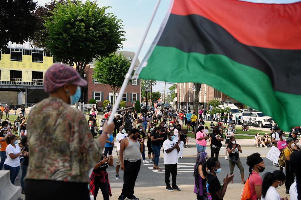 Juneteenth Justice Rally outside the Bergen County Courthouse in Hackensack on Friday, June 19, 2020. 