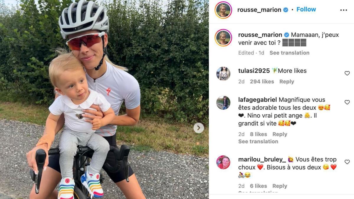 Marion Rousse Et Son Fils Nino En L Absence De Julian Alaphilippe Le Petit Gar On Assure