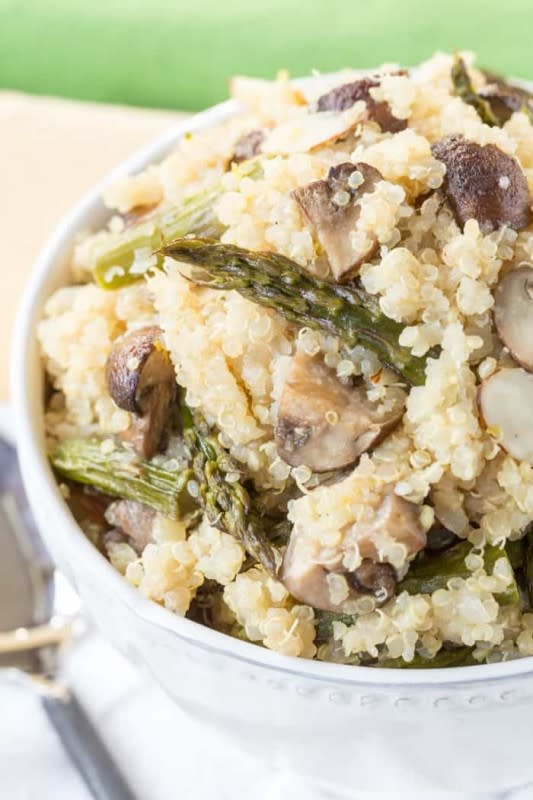 <p>Cupcakes & Kale Chips</p><p>This easy side dish celebrates the flavors and ingredients of the season, making it the perfect addition to a springtime holiday menu.</p><p><strong>Get the recipe: <a href="https://cupcakesandkalechips.com/roasted-asparagus-mushroom-quinoa-pilaf/" rel="nofollow noopener" target="_blank" data-ylk="slk:Roasted Asparagus and Mushrooms Quinoa Pilaf;elm:context_link;itc:0;sec:content-canvas" class="link ">Roasted Asparagus and Mushrooms Quinoa Pilaf</a></strong></p><p><strong>Related: </strong><strong><a href="https://www.yahoo.com/lifestyle/16-best-asparagus-side-dishes-172721733.html" data-ylk="slk:16 of the Best Asparagus Side Dishes for Easter That Go Perfect with the Holiday Ham;elm:context_link;itc:0;sec:content-canvas;outcm:mb_qualified_link;_E:mb_qualified_link;ct:story;" class="link  yahoo-link">16 of the Best Asparagus Side Dishes for Easter That Go Perfect with the Holiday Ham</a></strong></p>