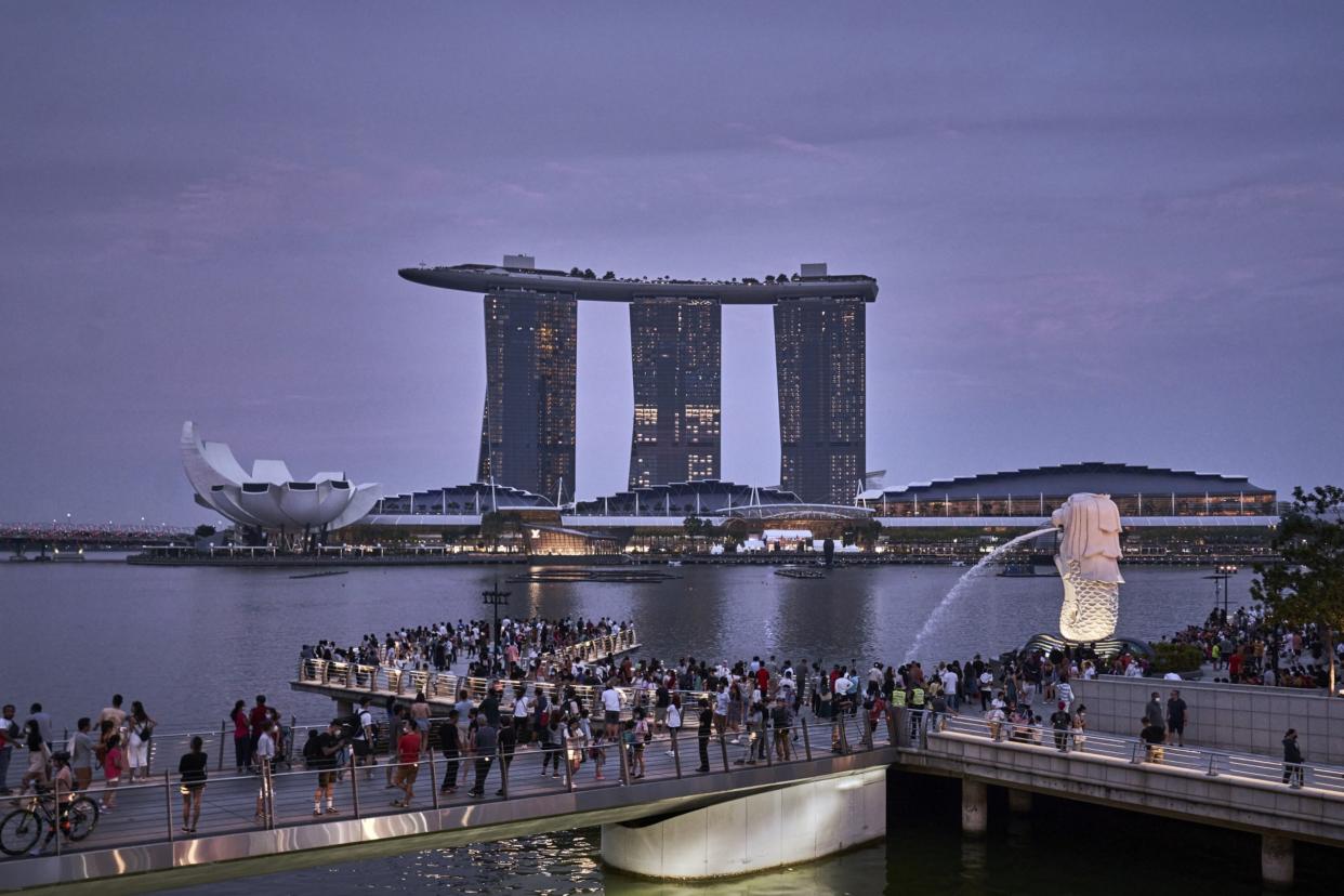 The Merlion and Marina Bay Sands in Singapore.