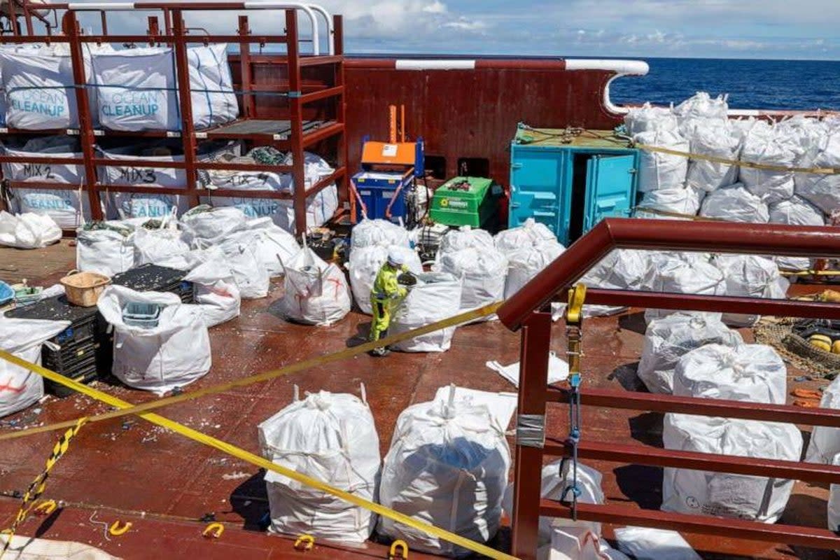 Cleanup crews have pulled 25,000 pounds of rubbish from the Great Pacific Garbage Patch, the largest ever removal of its kind (The Ocean Cleanup)