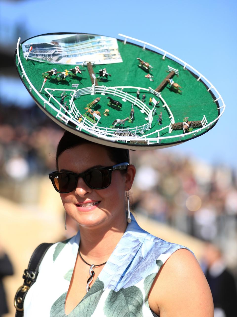 <p>Why wear something to the racecourse when you can wear the racecourse? [Photo: PA] </p>