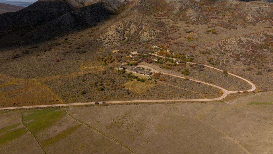 An aerial shot of a monastery in Colorado.
