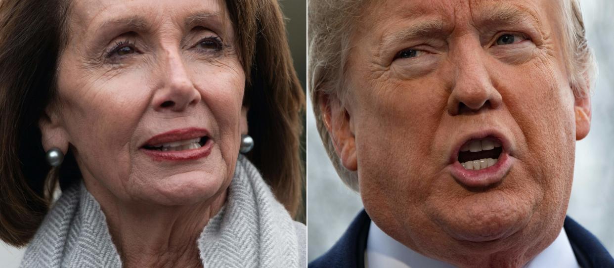 Speaker of the House Nancy Pelosi and President Donald Trump (Photos by SAUL LOEB and Jim WATSON / AFP)