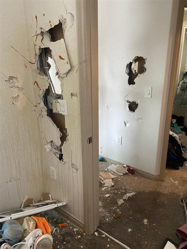 A fraudulent California resident took a sledgehammer to his apartment. Due to extensive renovations and necessary city inspections to "rebuild" the unit, the unit couldn't be rented for "an extended period," said Camden Chief Operating Officer Laurie Baker.