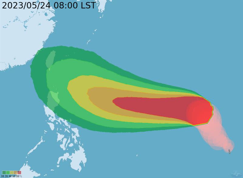 瑪娃颱風目前為在關島東南方，強度已升為強烈颱風。（圖／翻攝自氣象局）