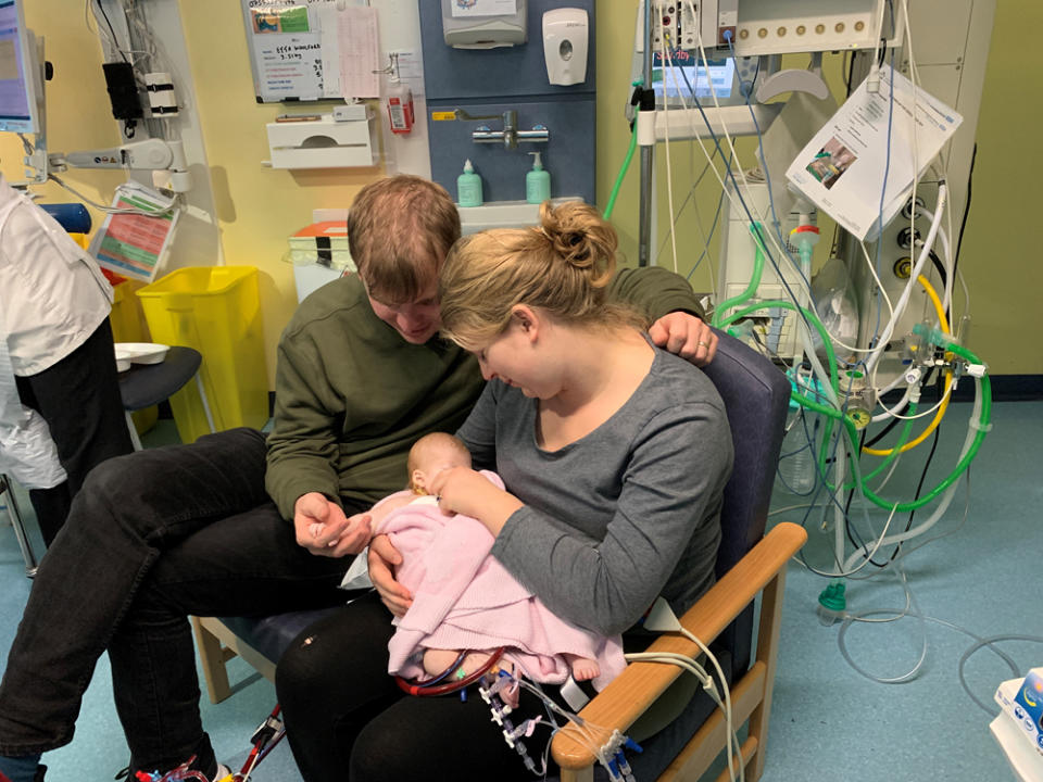 Samuel and Emily with baby Etta on the day she died (PA Real Life)