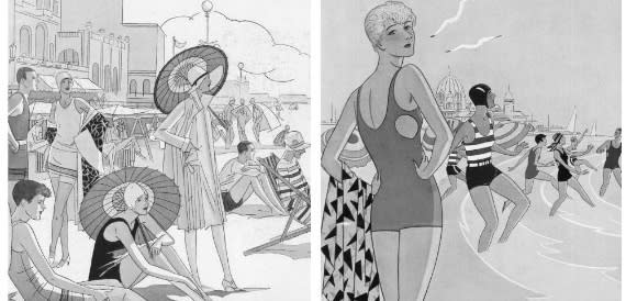 Jantzen swimsuit ads in 1927 (left) and 1929 (AJPH)