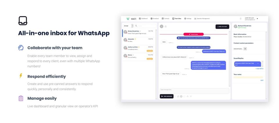 WATI is a comprehensive all-in-one inbox for WhatsApp