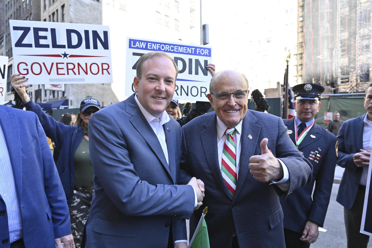Lee Zeldin, left, and Rudolph Giuliani 