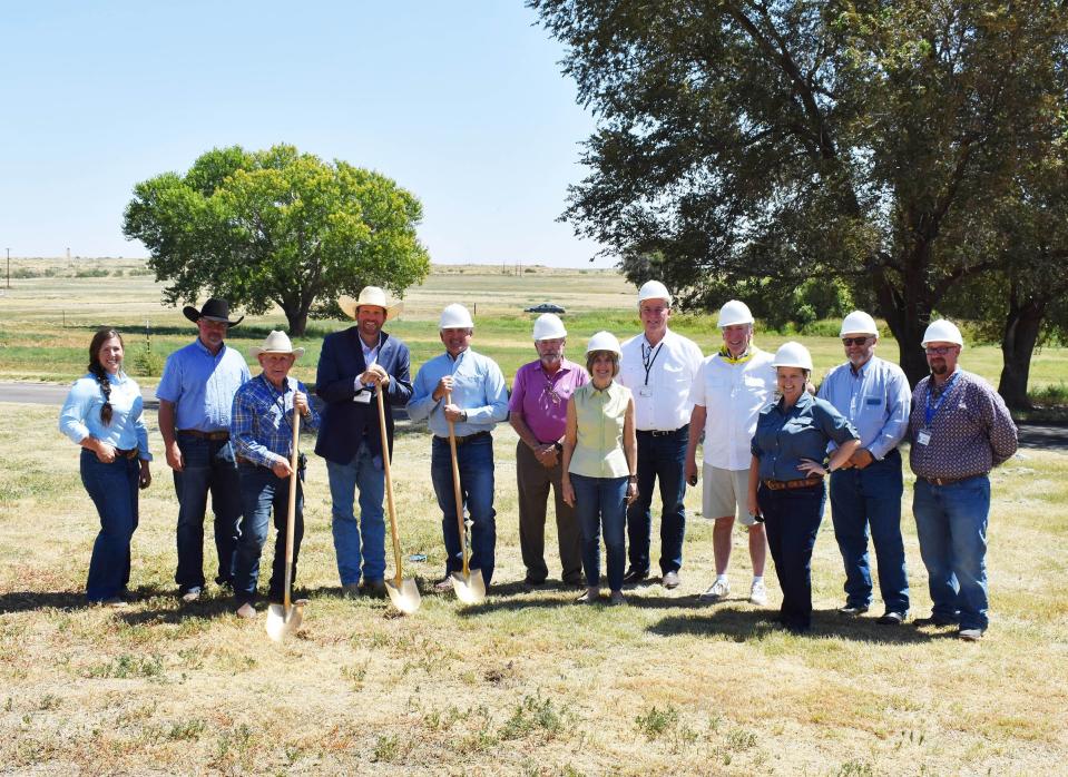 Members of the Cal Farley’s Board of Directors, as well as staff and donors attend a groundbreaking Sept. 2 for the new FFA barn.