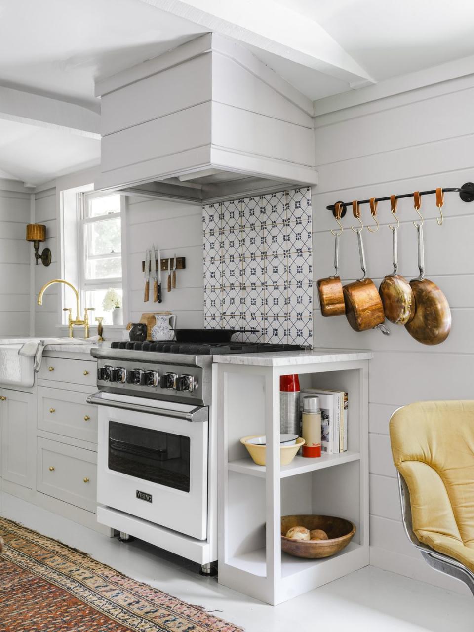 Patterned Tile in a White Kitchen