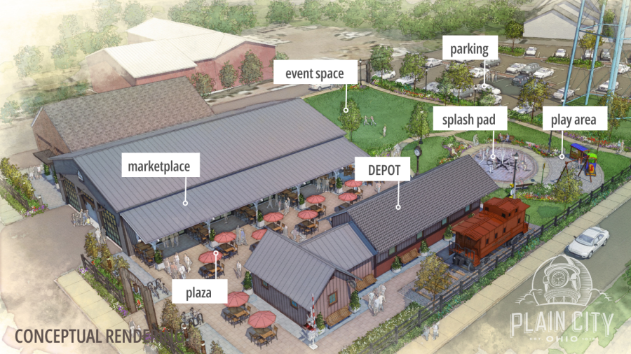 The depot will anchor Plain City’s public square, which will feature a park and a marketplace. (Courtesy Photo/Village of Plain City)