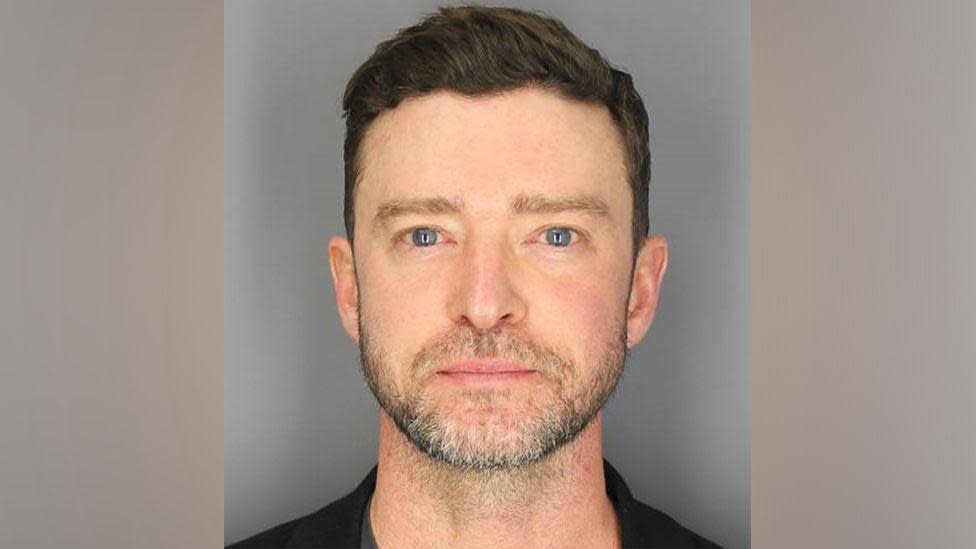 Justin Timberlake headshot in mugshot style