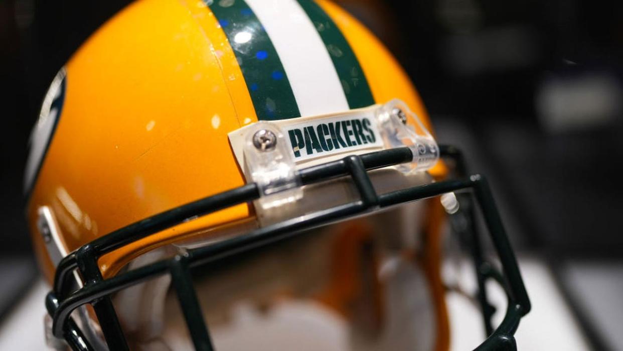 <div>Green Bay Packers helmet at The Paley Center for Media - Kicking Off Super Bowl LVIII on CBS with "THE NFL TODAY" Red Carpet held at The Paley Museum on January 17, 2024 in New York City, New York. (Photo by John Nacion/Variety via Getty Images)</div>