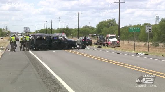 A Chevrolet Suburban believed to be carrying a dozen undocumented immigrants crashed in Big Wells, Texas, on Sunday, killing at least five people. (Photo: KSAT 12)