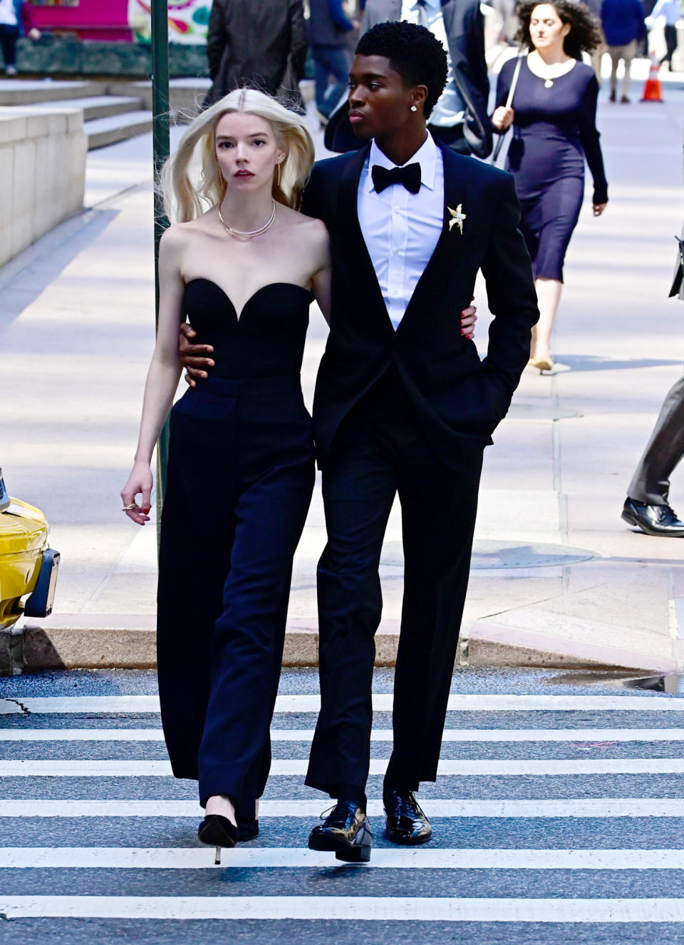 <p>Anya Taylor-Joy shoots a Tiffany & Co. ad alongside a model on Tuesday in N.Y.C.</p>