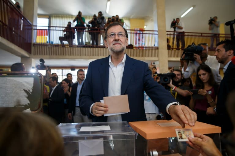 Popular Party (PP) leader and Spain's caretaker Prime Minister Mariano Rajoy votes in Spain’s general election in Madrid, on June 26, 2016