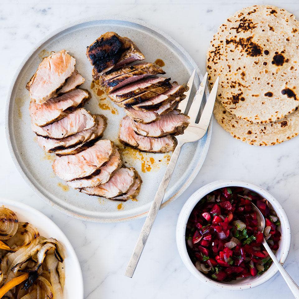 Pork Fajitas with Smoky Cherry Salsa