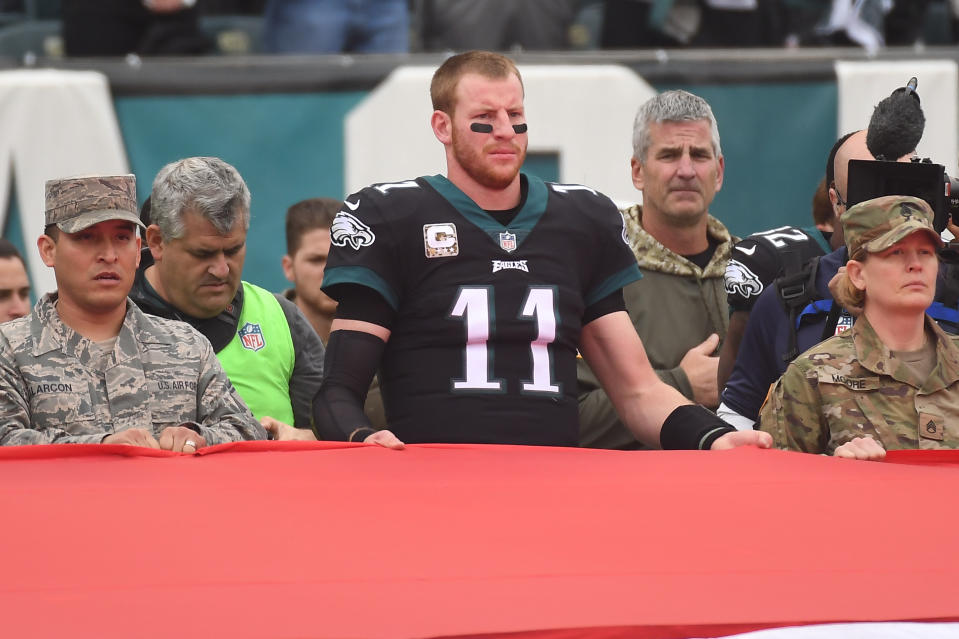 Eagles quarterback Carson Wentz spoke out on the nation's need to eradicate racism. (Photo by Andy Lewis/Icon Sportswire via Getty Images)