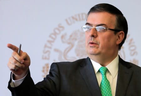 Mexico's Foreign Minister Marcelo Ebrard holds a news conference in Mexico City