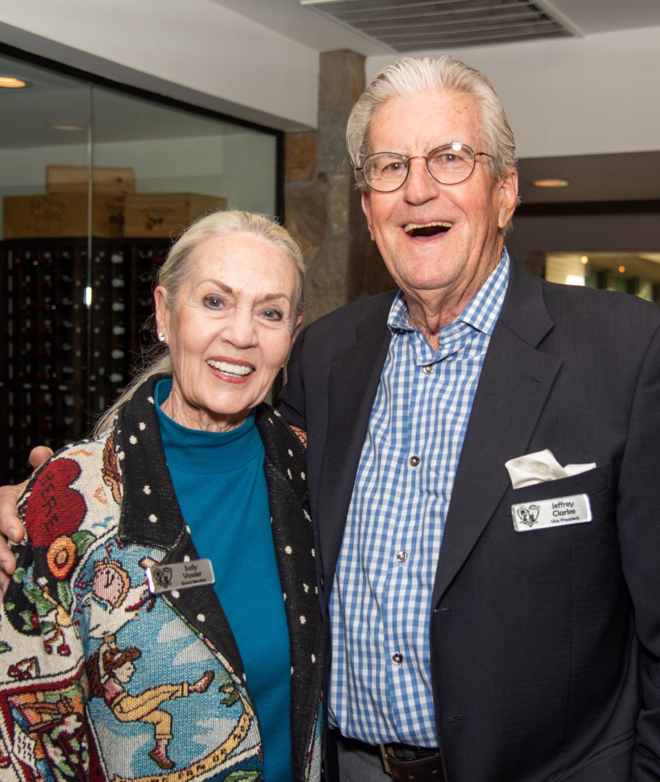 Judy Vossler poses with Jeffrey Clarke at the second annual Amy's Purpose mixer at Willie's Modern Fare in Rancho Mirage, Calif., on March 12, 2024.