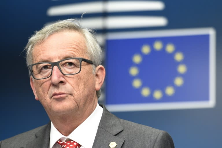 EU Commission President Jean-Claude Juncker gives a press conference in Brussels