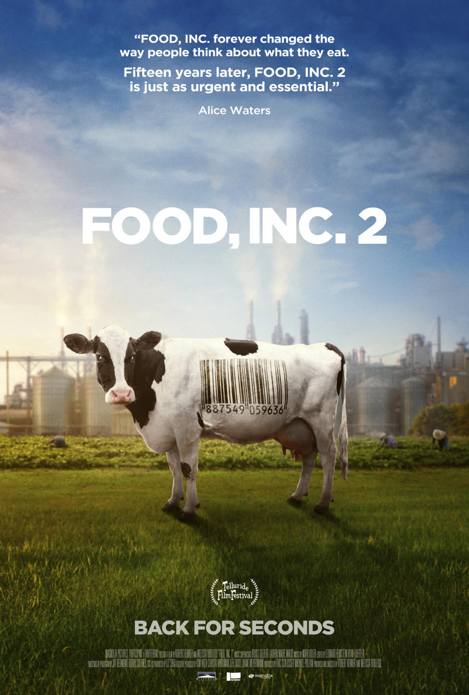 This image released by Magnolia Pictures shows promotional art for the documentary "Food, Inc. 2." (River Road/Participant/Magnolia Pictures via AP)