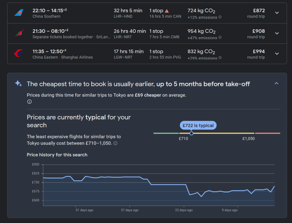 Google Flights historical insights (Alan Martin)