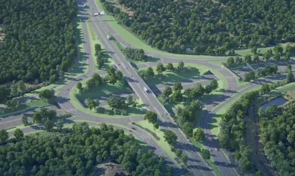 How it is hoped the M25 J10 roundabout will look following the works (National Highways)