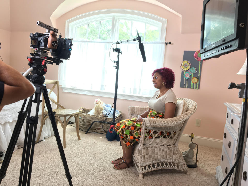 Birth doula Chauntel Norris speaking on camera for “Mother May I?” (Photo: <em>Mother May I?</em>)