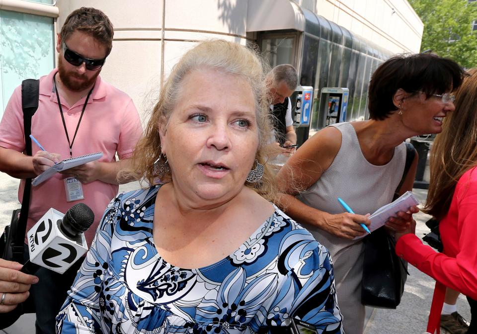 Jennifer Carole, daughter of Lyman Smith, who was killed in 1980, attended a court hearing  during the Golden State Killer trial in August 2018   in Sacramento, Calif.