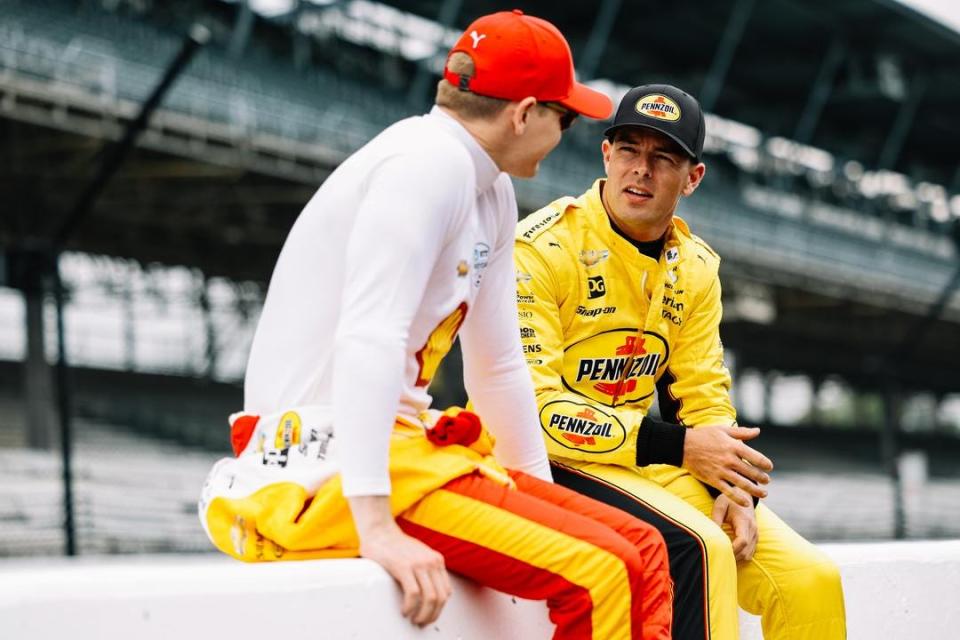 Josef Newgarden (left) and Scott McLaughlin (right) quickly morphed from Team Penske teammates into 'Bus Bros' two years ago. But with Newgarden's internal refocusing this offseason, the pair both characterize their relationship now as "business-like."