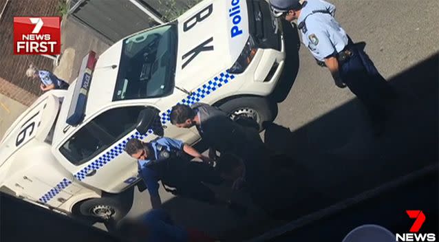 Police arrested the teens behind a mosque in Bankstown. Photo: 7News/Supplied