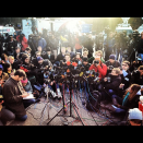 Awaiting a press briefing in Newtown. (Dylan Stableford/Yahoo! News)