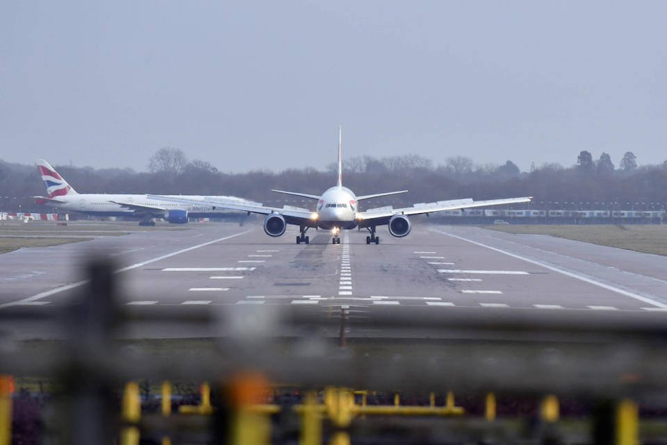 A British Airways plane lands at Gatwick airport where there was severe disruption before Christmas because of drone sightings (Picture: PA)