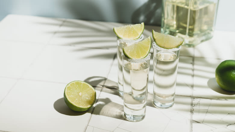 tequila shots with lime