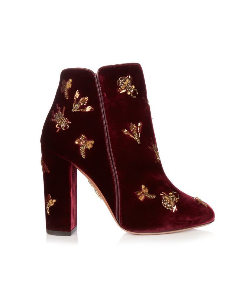 Bottines en velours « Aquazurra Fauna Insect-Embellished Velvet Ankle Boots »