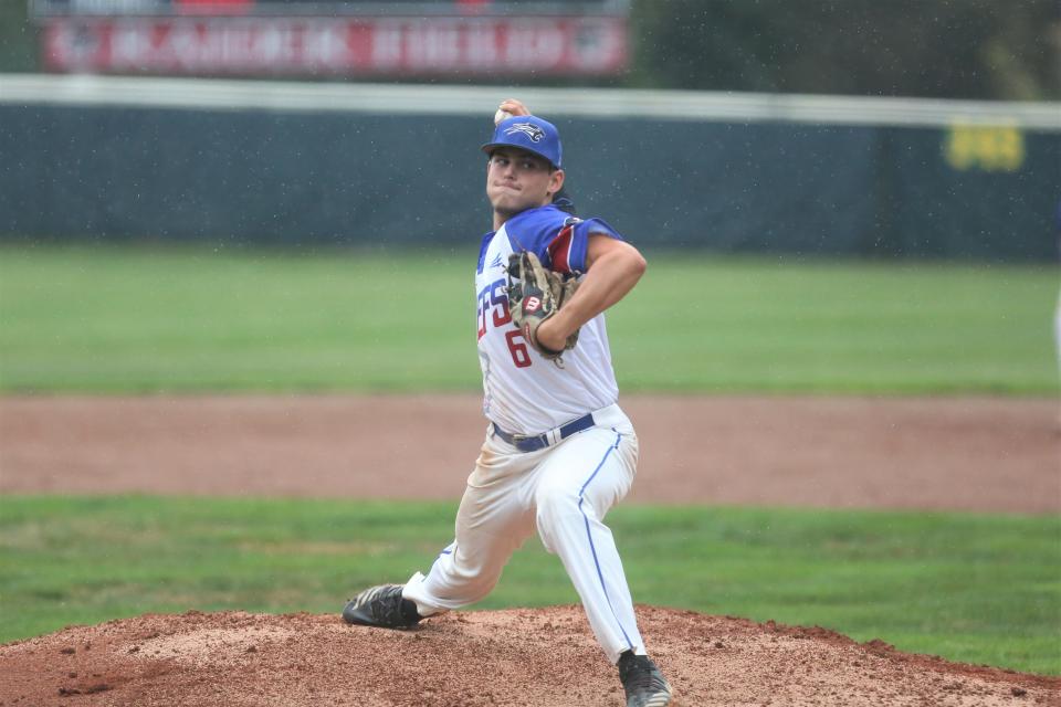 Former Wapahani player Gavin Noble pitched five innings to help Muncie's American Legion Post 19 Chiefs advanced to the state tournament after going 2-0 in its regional round against Madison at Wapahani High School on Friday, July 15, 2022.