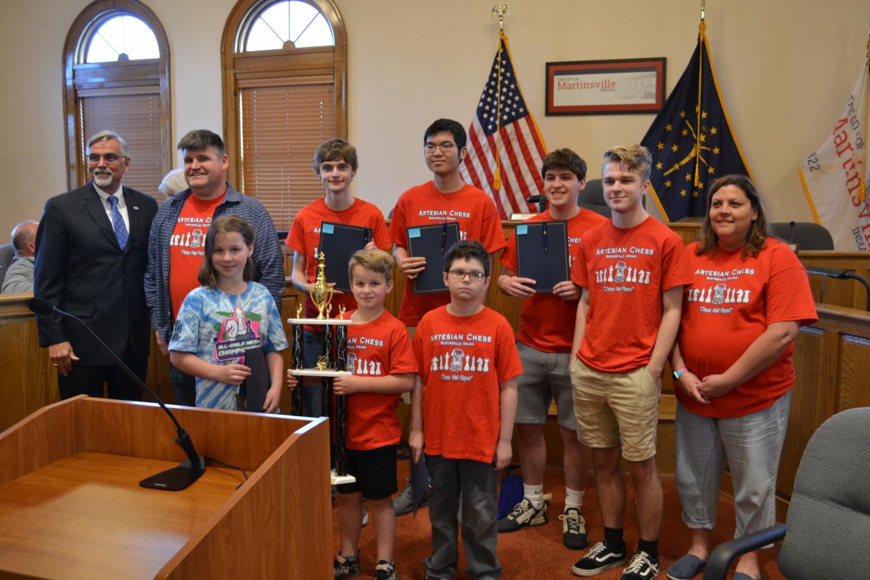 The Martinsville Artesian Chess Club was recognized by the city of Martinsville for its achievements.