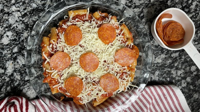 pasta casserole with pepperoni